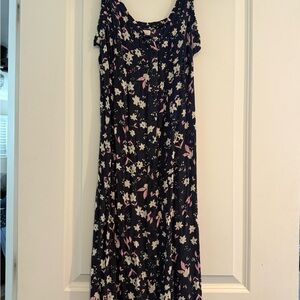 Floral Spaghetti Strap Billabong Dress with buttons - Navy and Pink